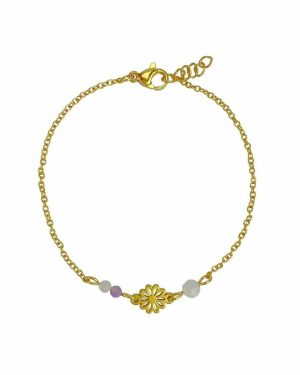 Armbandje Edelsteentjes & Bloemetje | Zilver/goud 4
