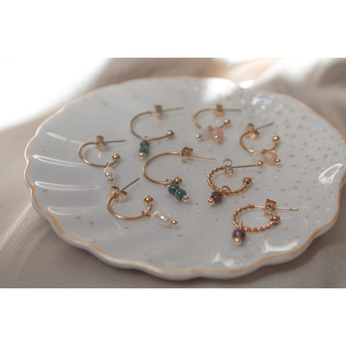 Oorringen Zonnesteen | Zilver/goud 2