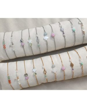 Armbandje Edelsteentjes & Bloemetje | Zilver/goud 3