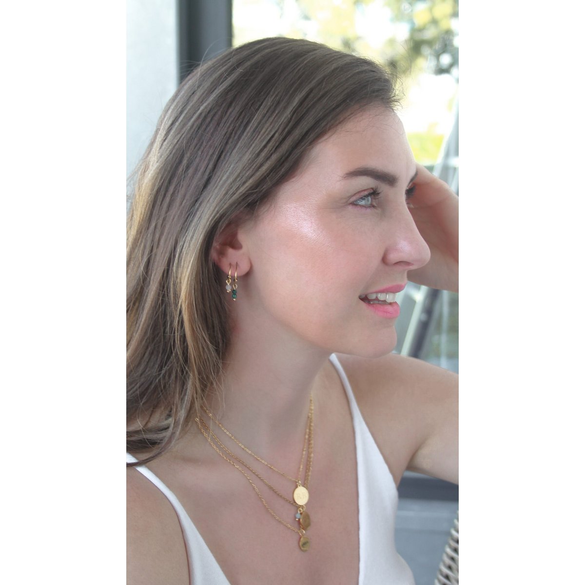 Oorringen Zonnesteen | Zilver/goud 1