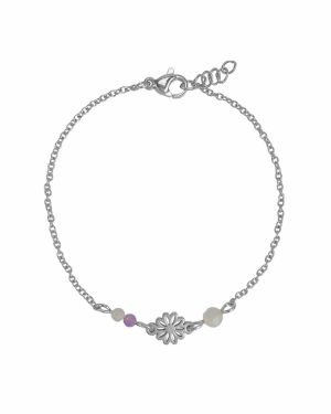 Armbandje Edelsteentjes & Bloemetje | Zilver/goud 1