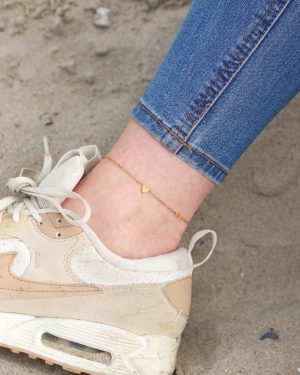 Enkelbandje hartjes zilver/goud